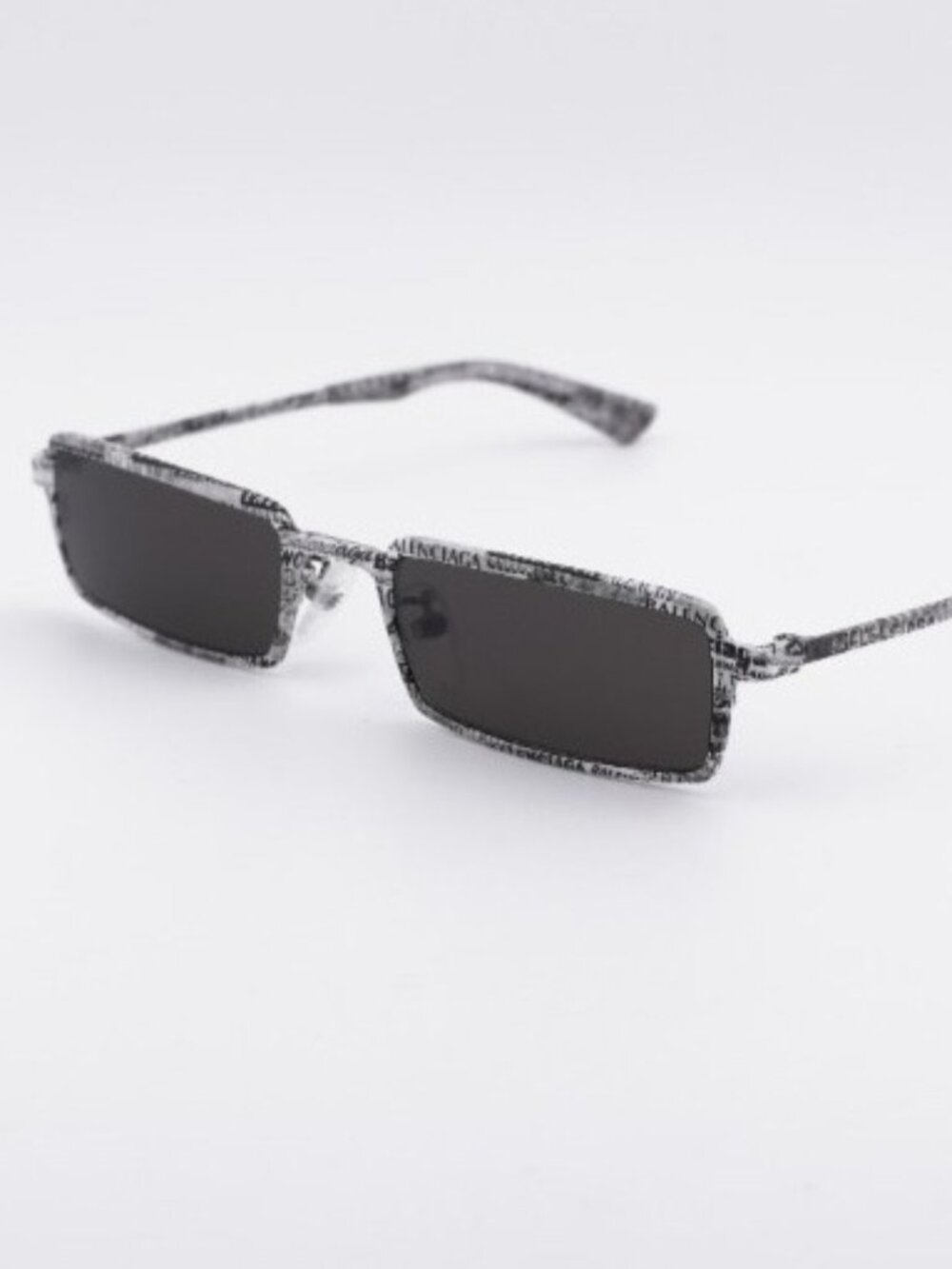 Balenciaga BB0082S 002 Sunglasses White Rectangle Frame, Grey Lenses